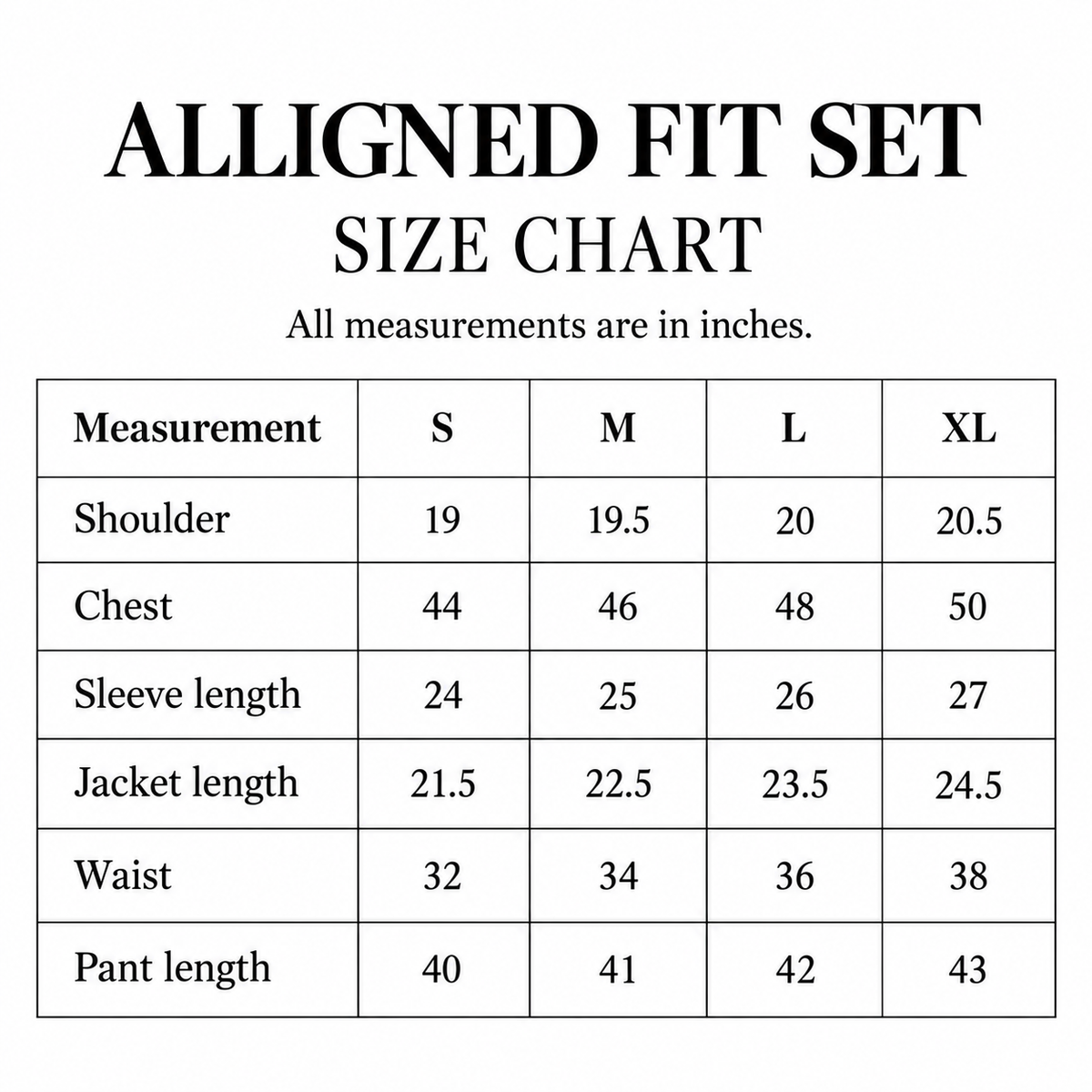 Alligned Fit Set