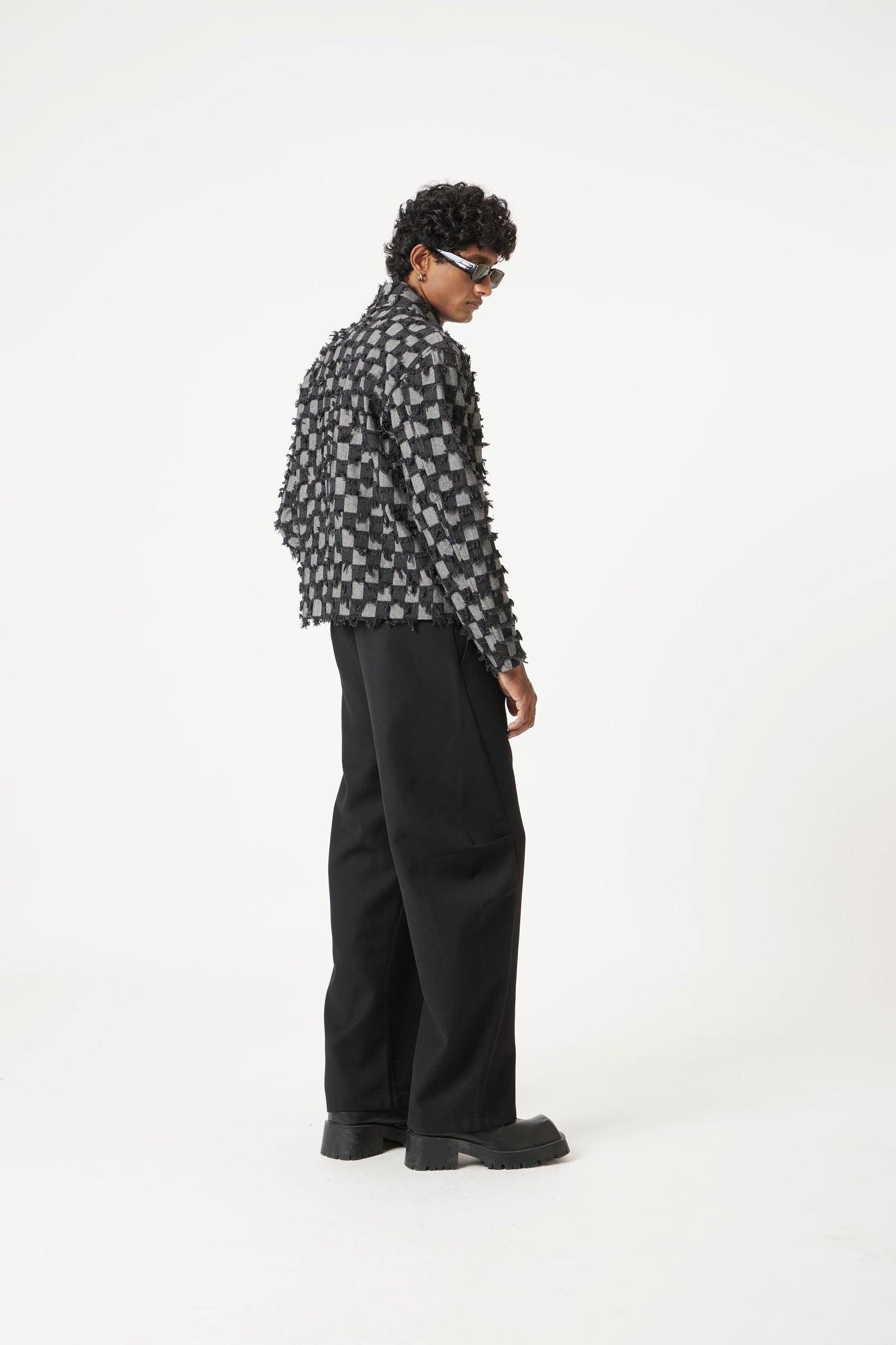 threaded checked jacket