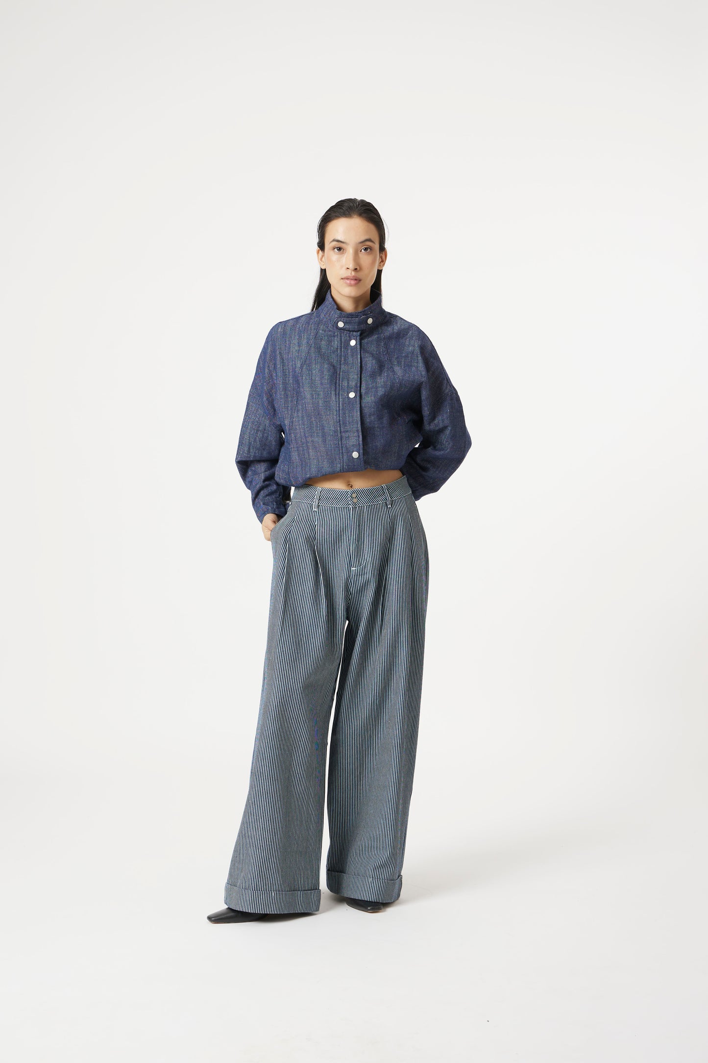 Blue frame pants