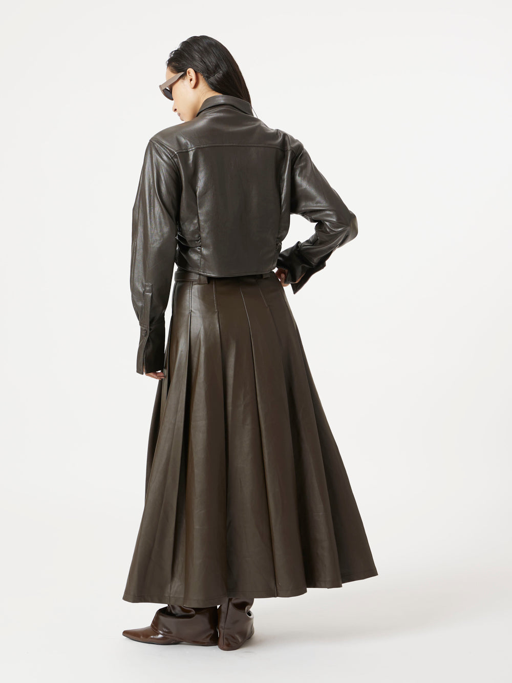 Pleated Leather Skirt