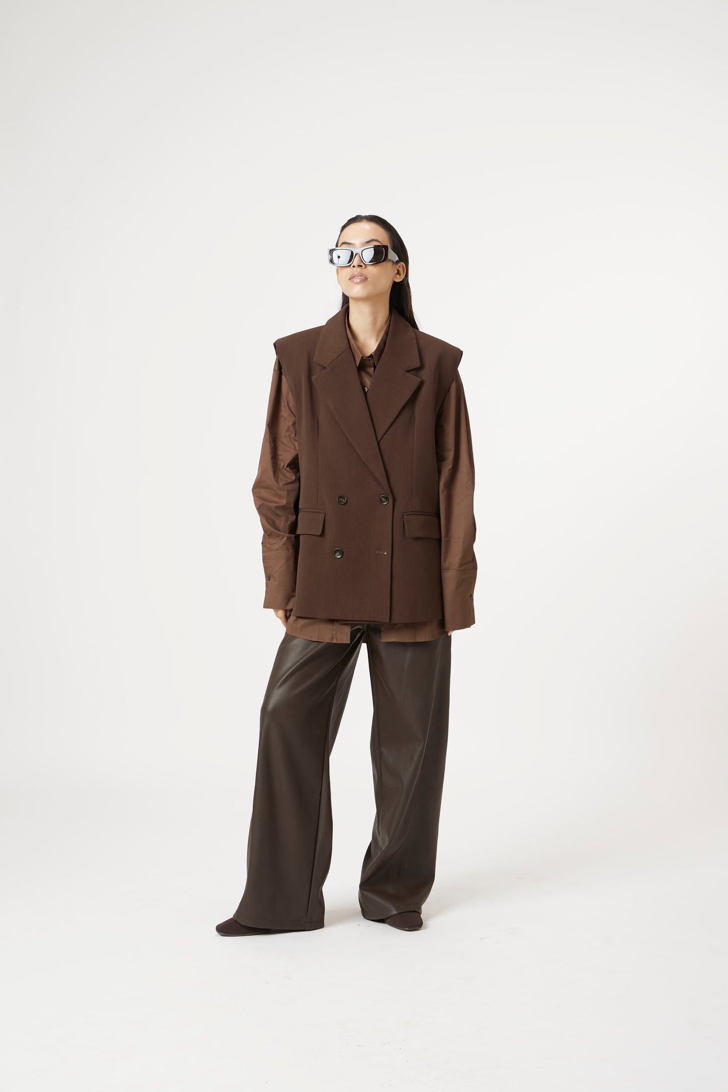 brown double breasted blazer