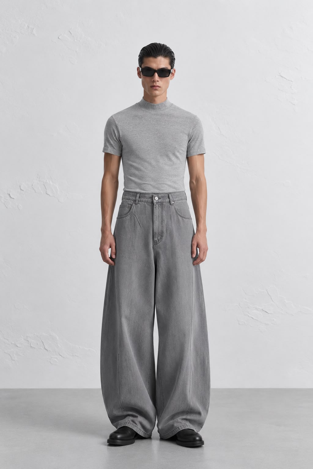 grey mock neck t shirt