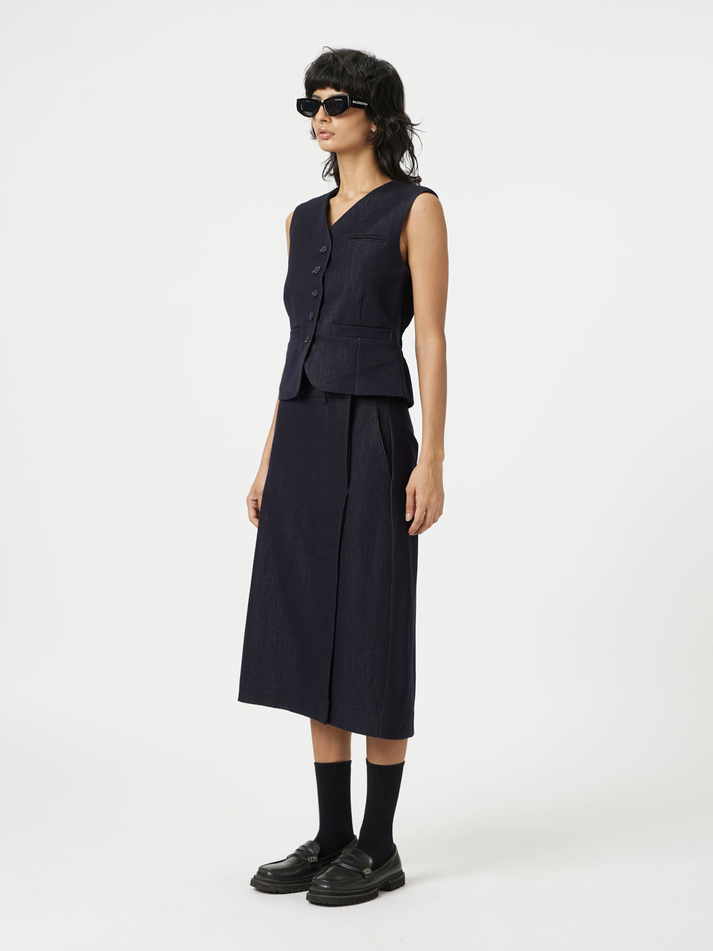 Black Overlap Skirt