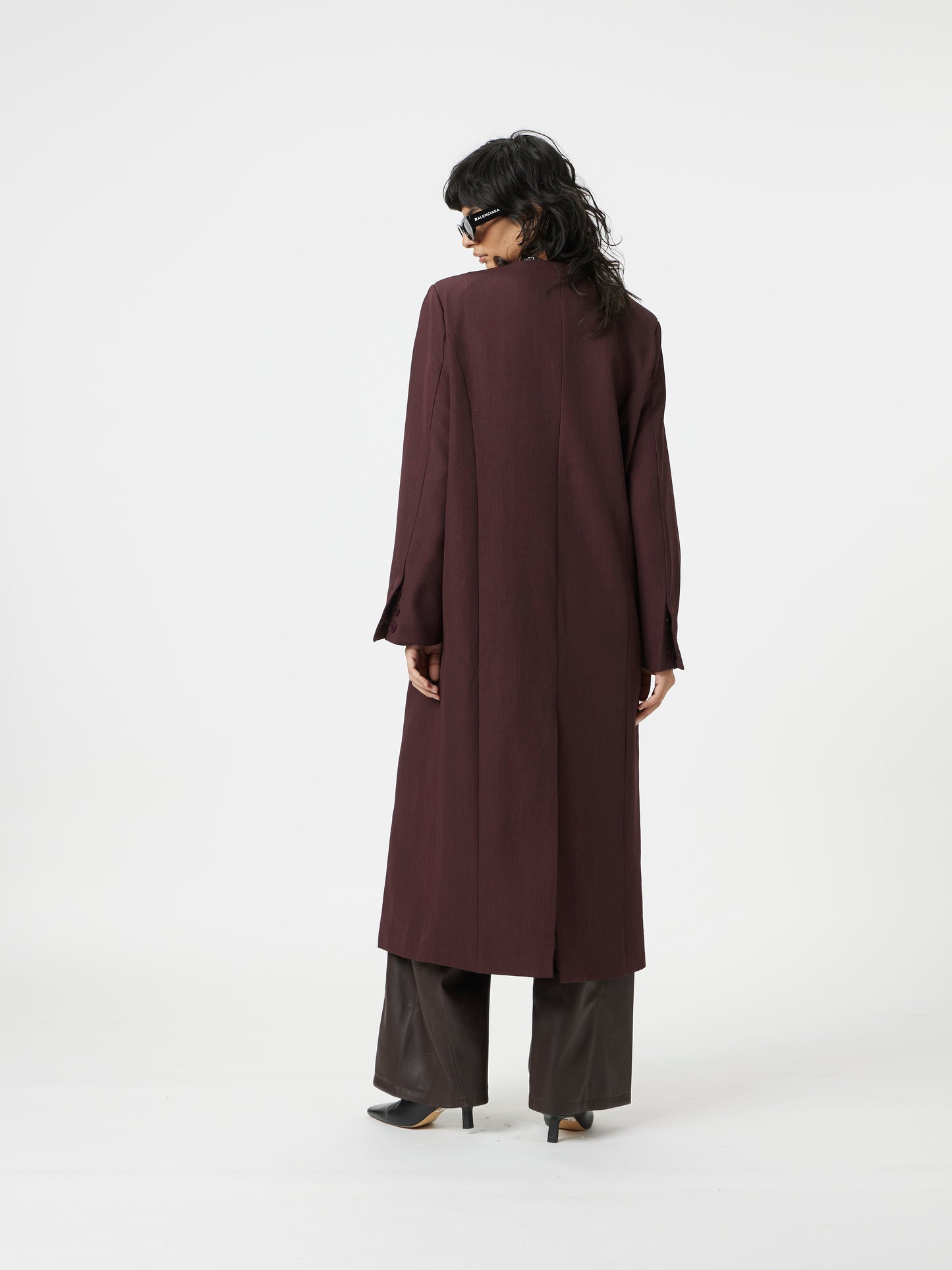 maroon raw edge trench