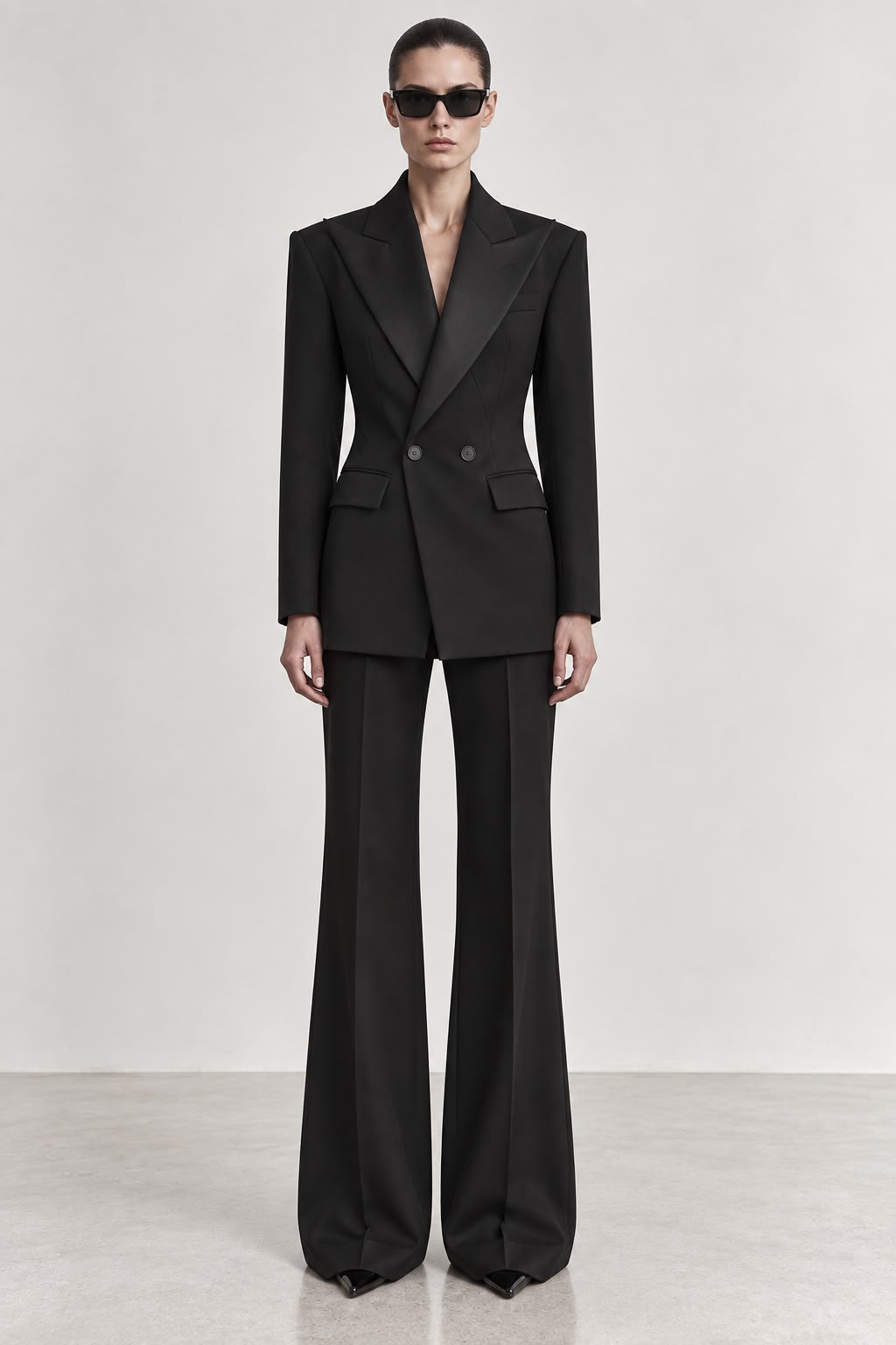Black Sculpted Double Breasted Blazer