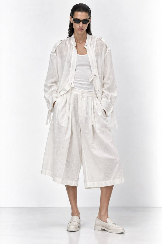 Ivory Sheer Utility Longline Jacket