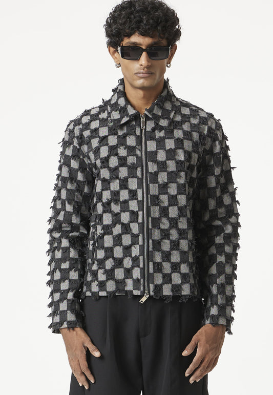 threaded checked jacket