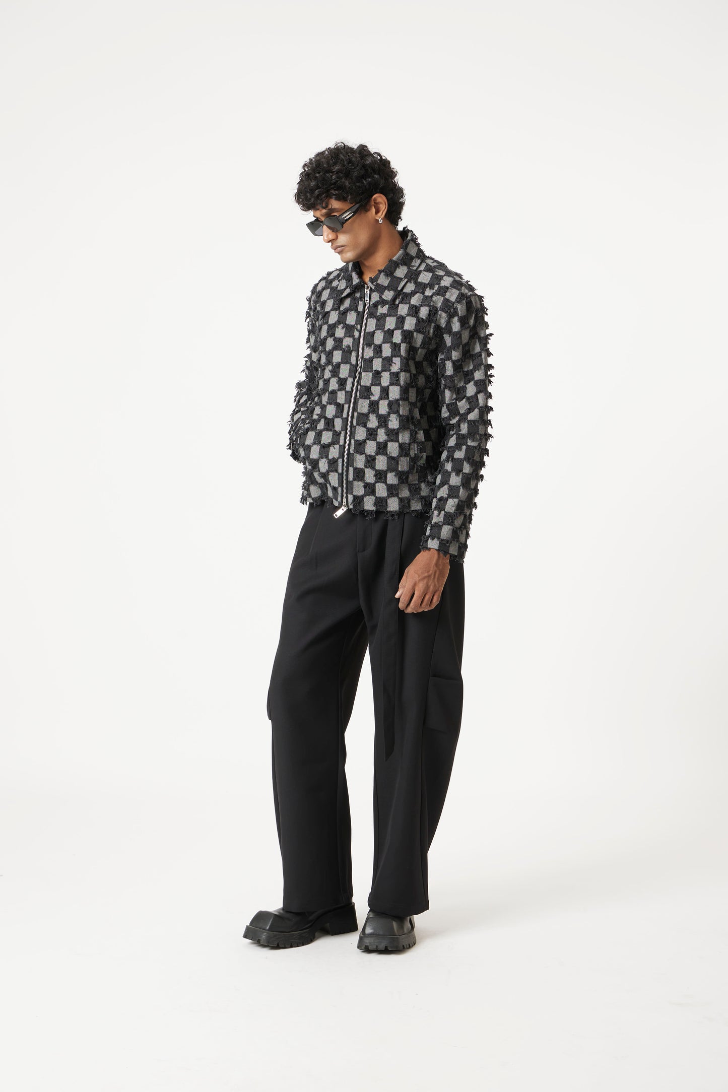 threaded checked jacket