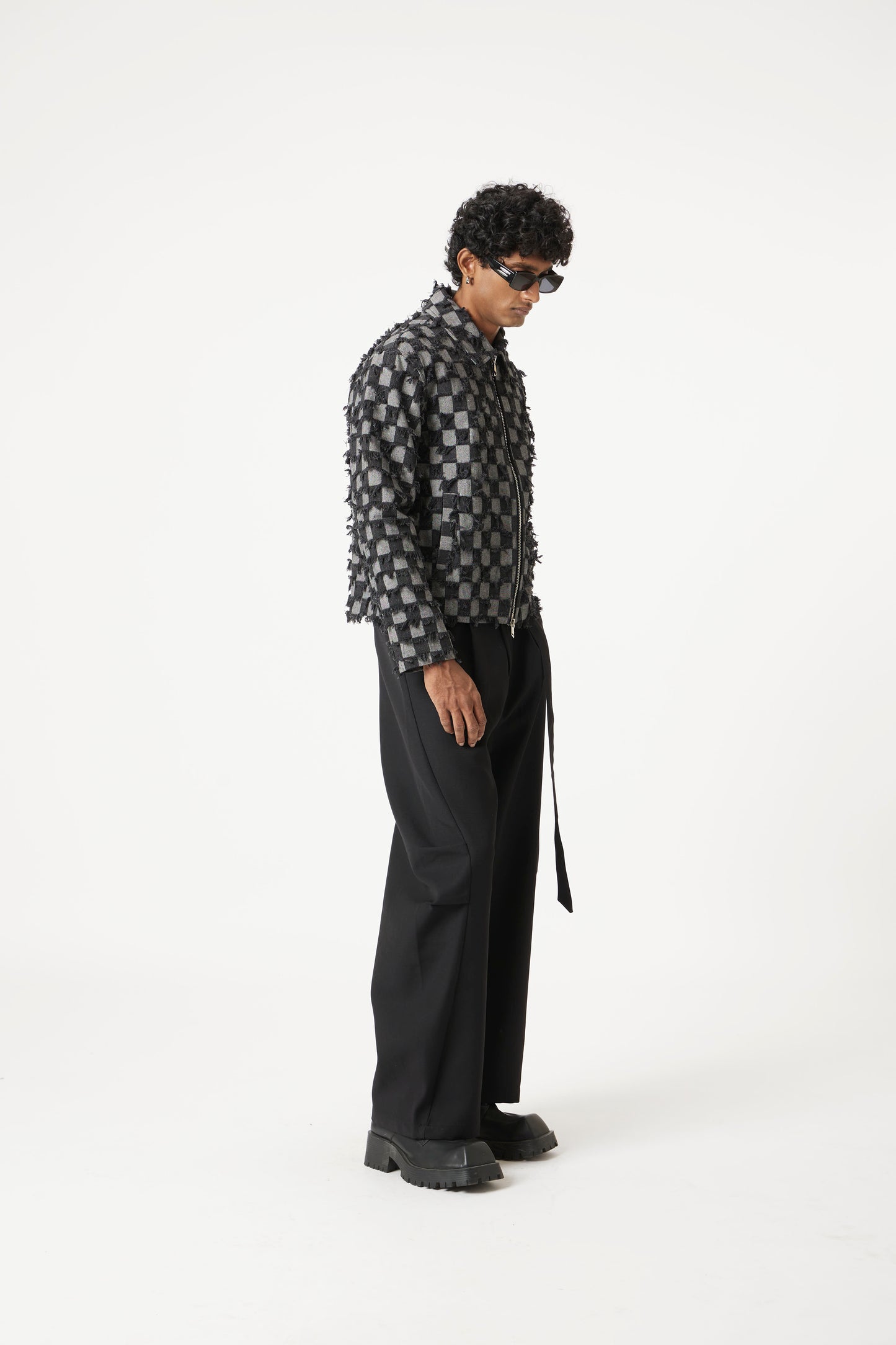 threaded checked jacket