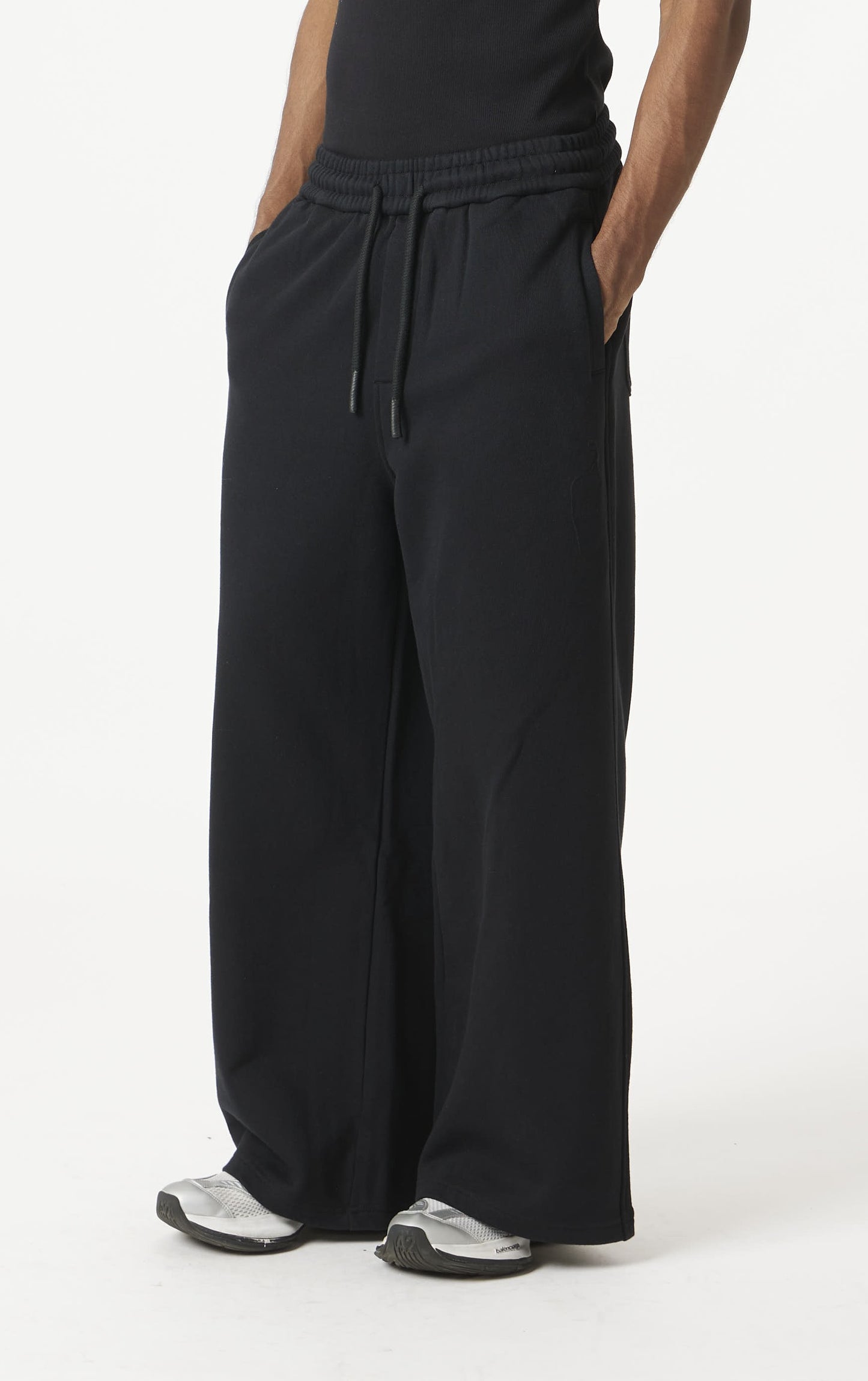black easy drop pants