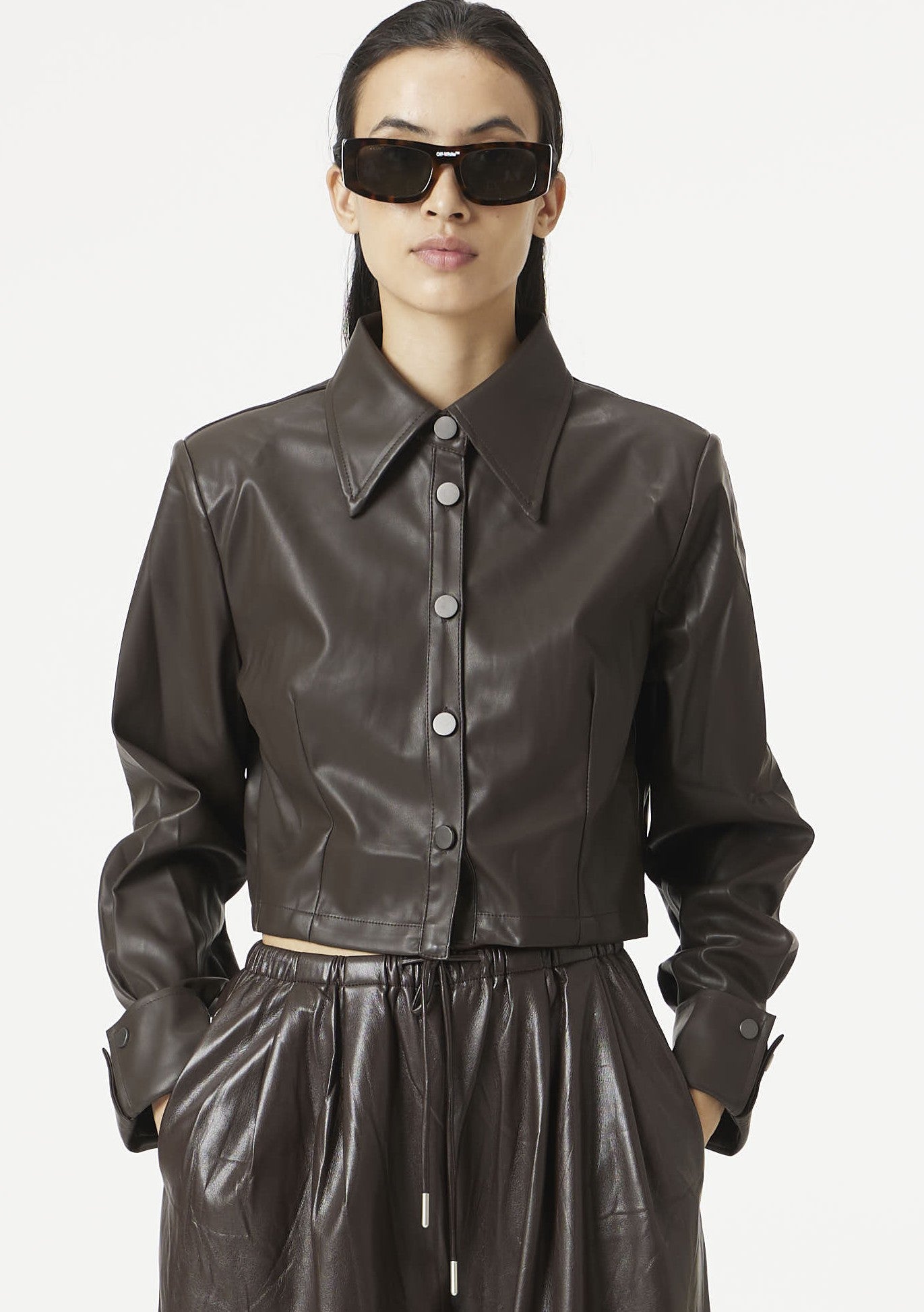 short leather shirt