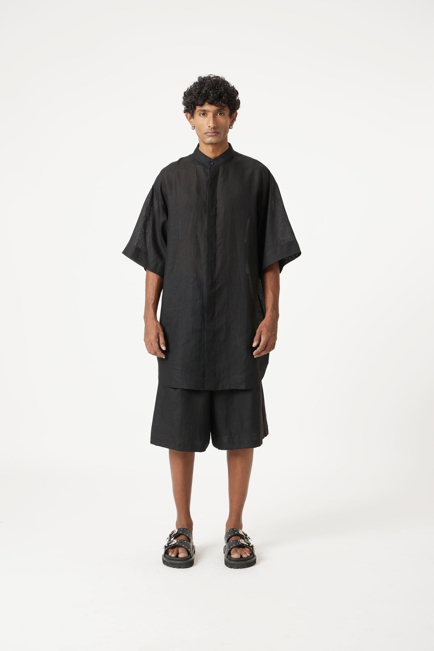 black linen longline set