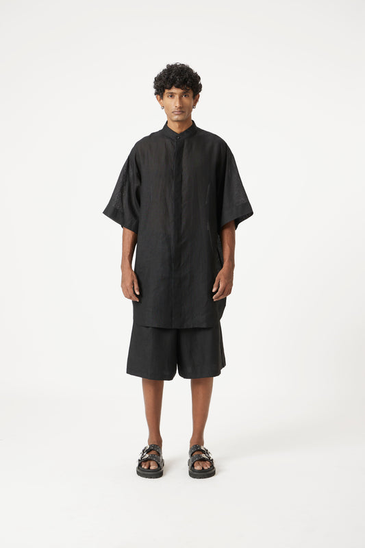 black linen longline set