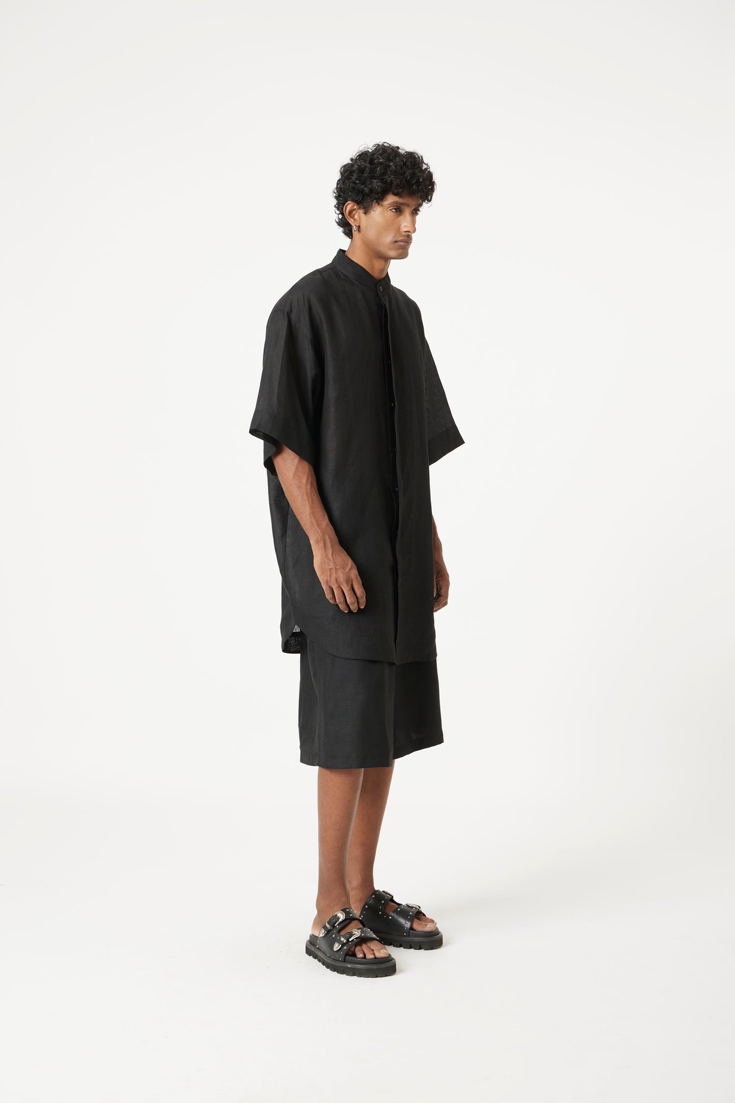 black linen longline set