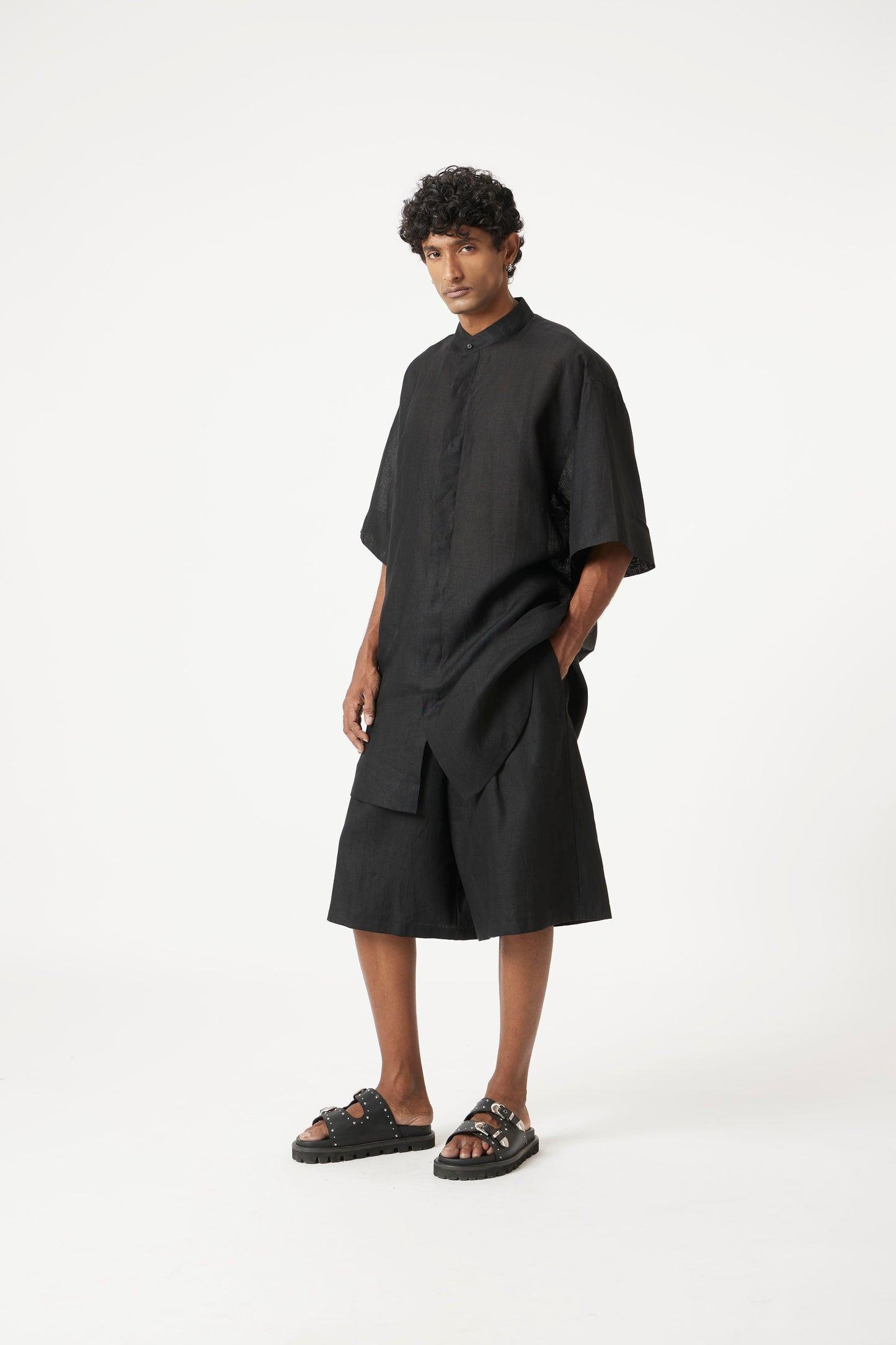 black linen longline set