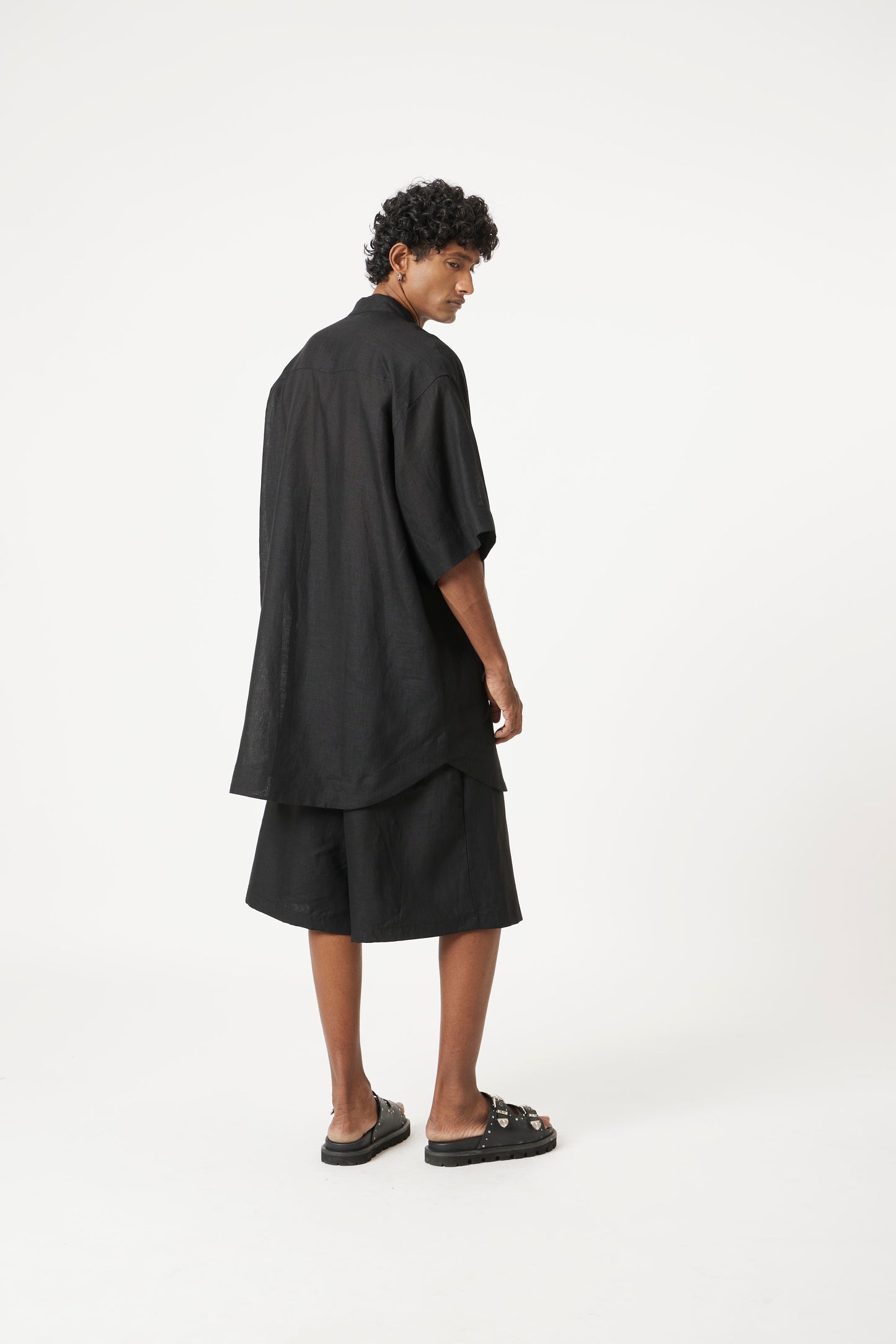 black linen longline set