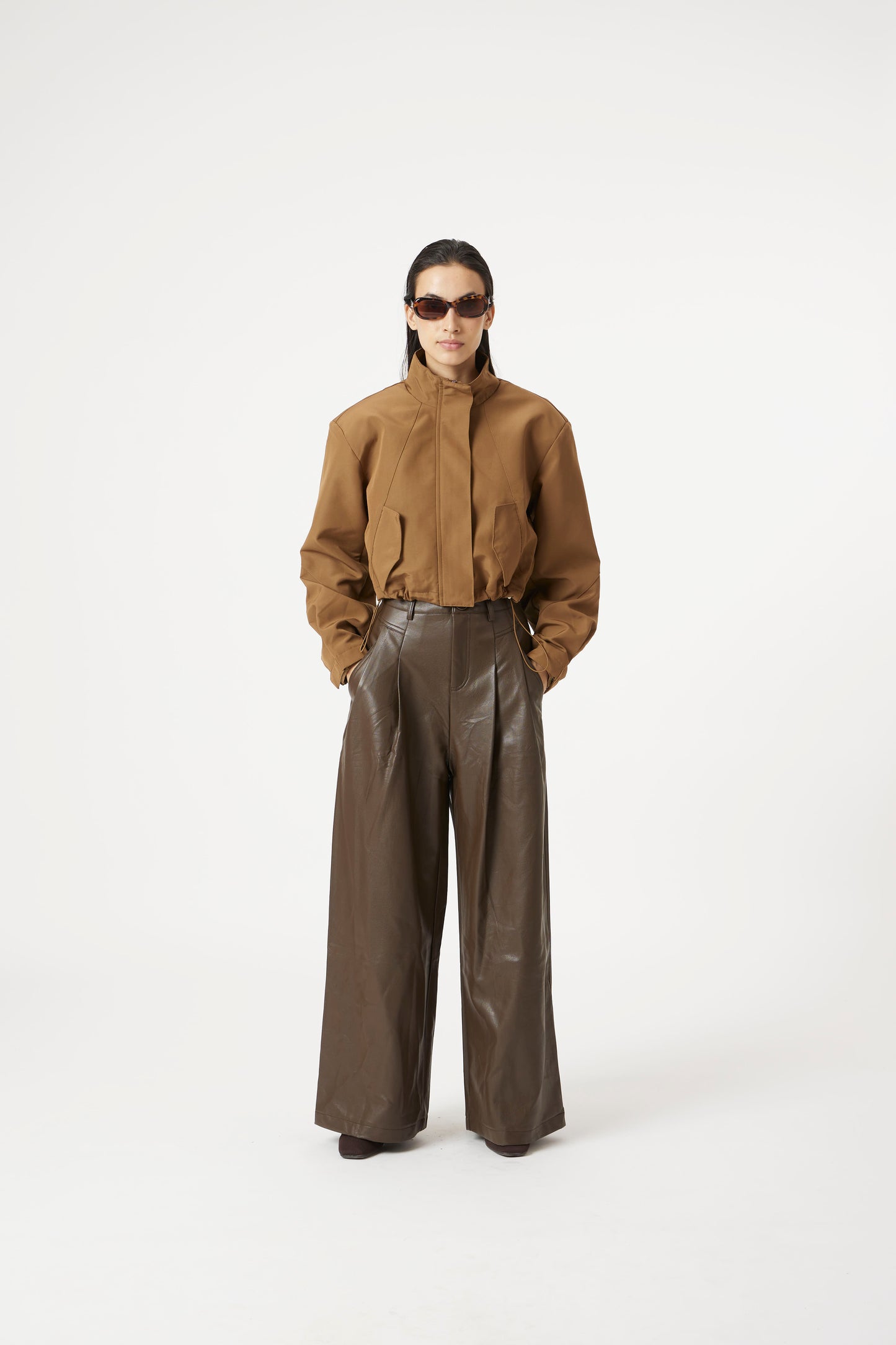 Brown pleated pants