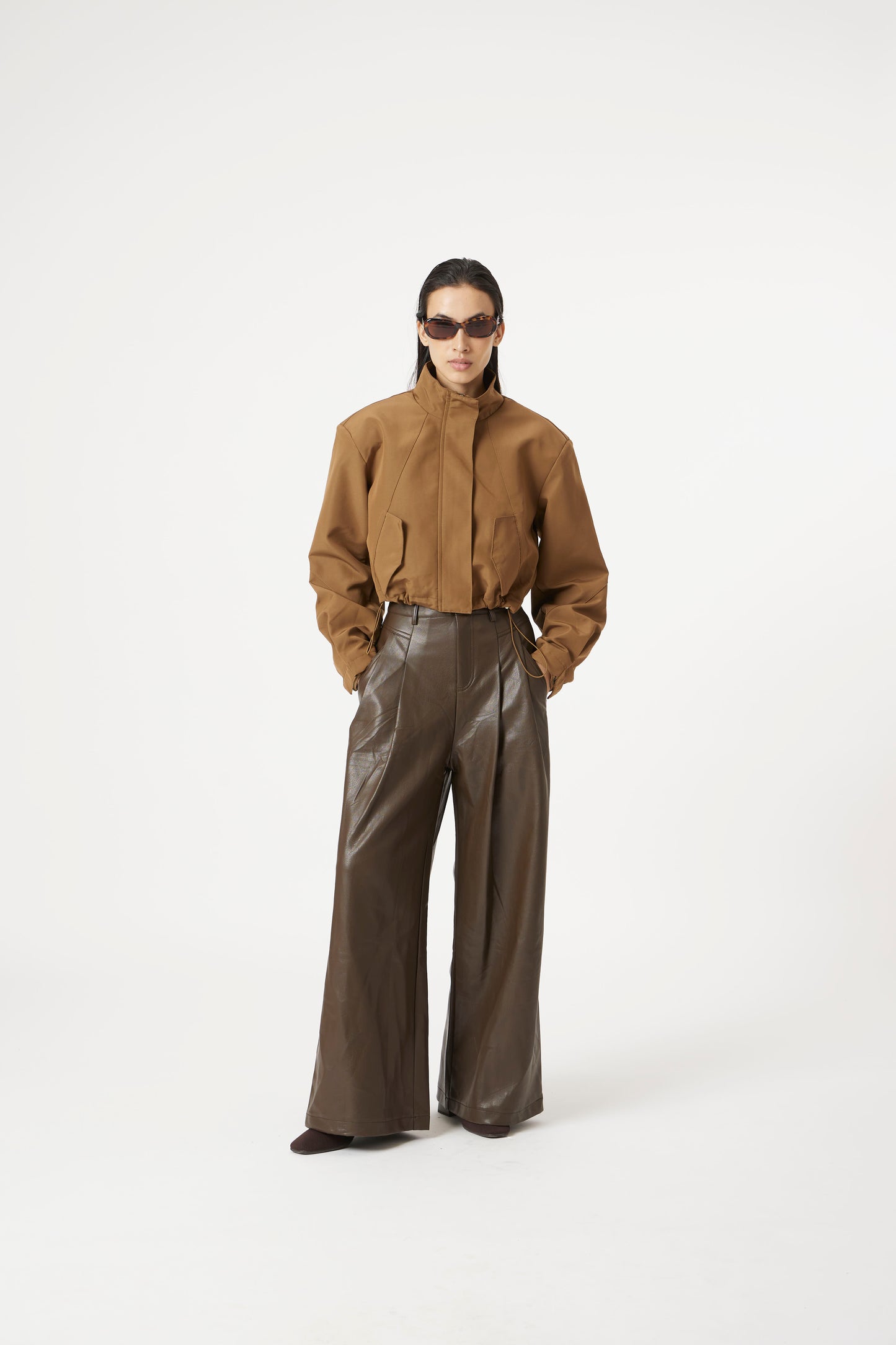 Brown pleated pants
