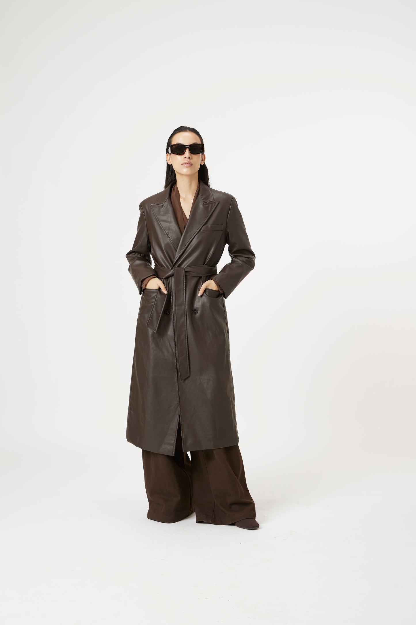 brown runway rain trench
