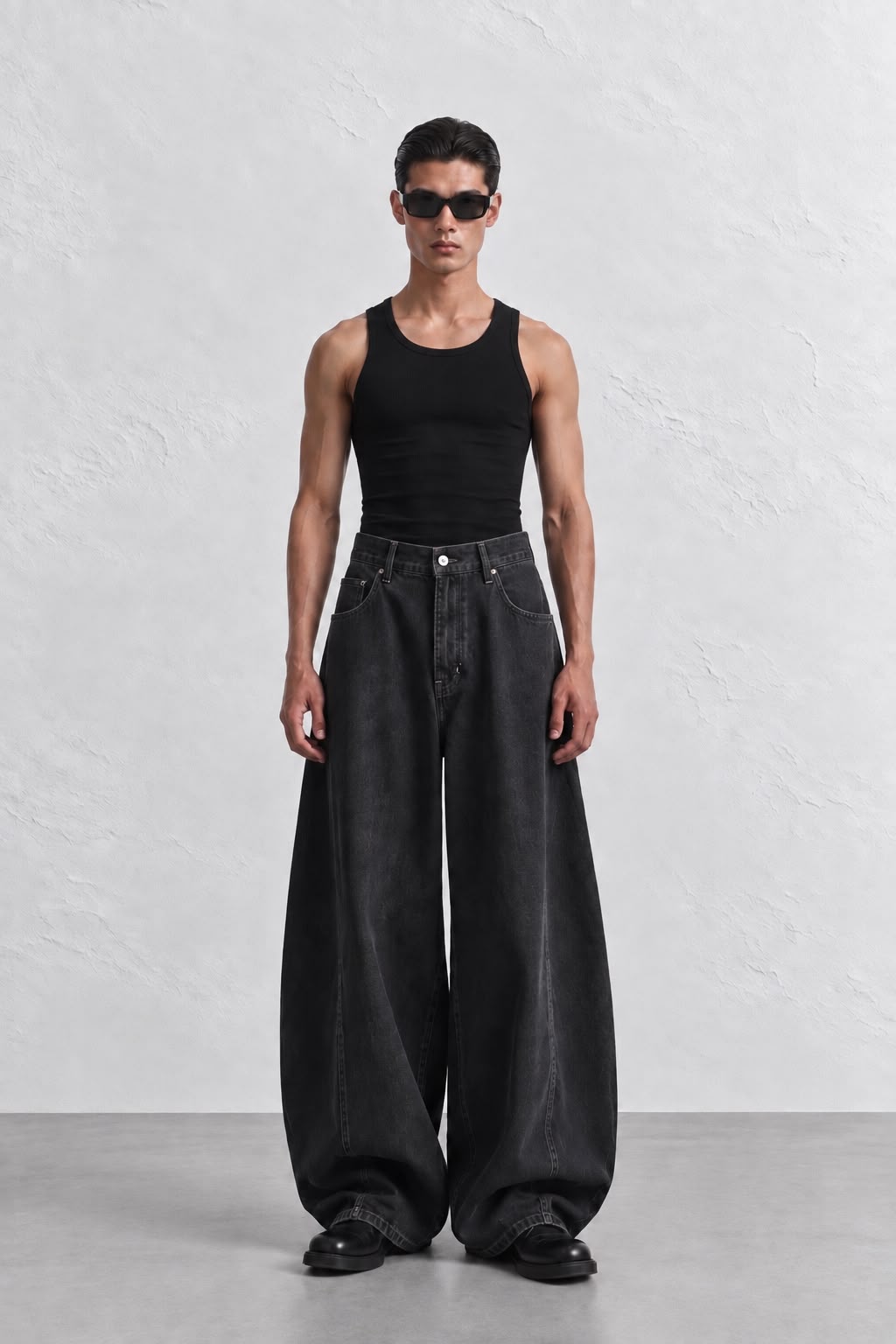 washed black wide leg jeans