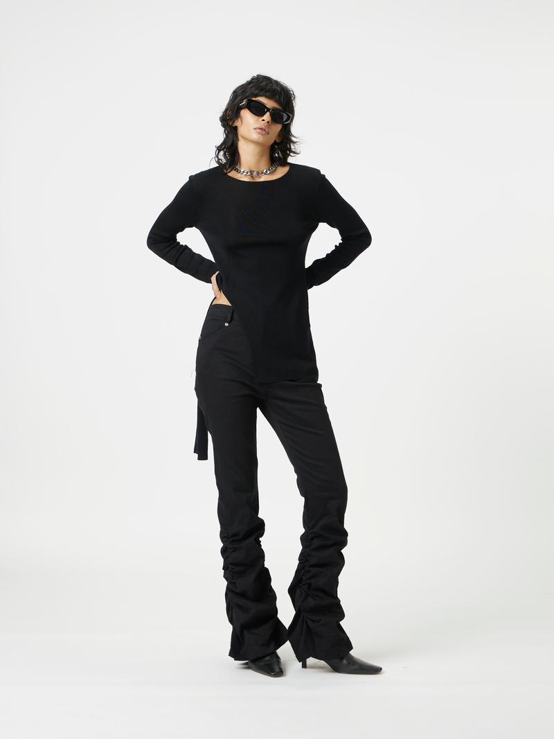 black ruched jeans