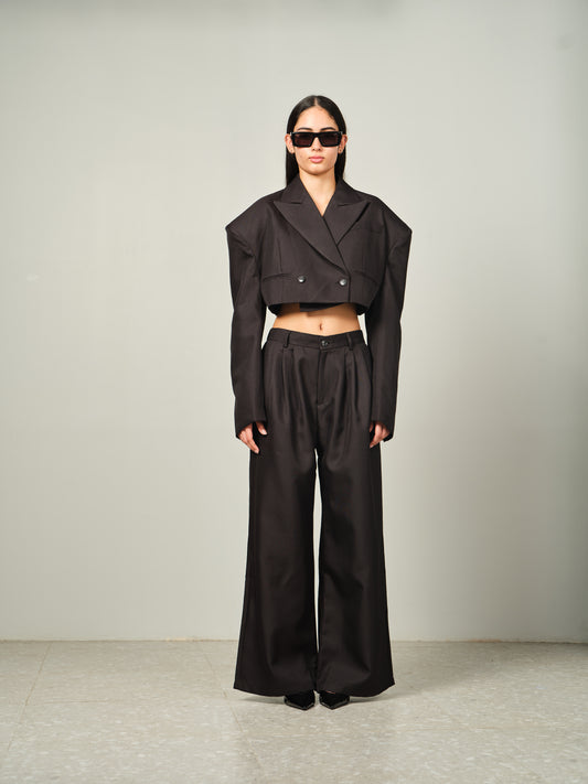 Structured Cropped Blazer Set