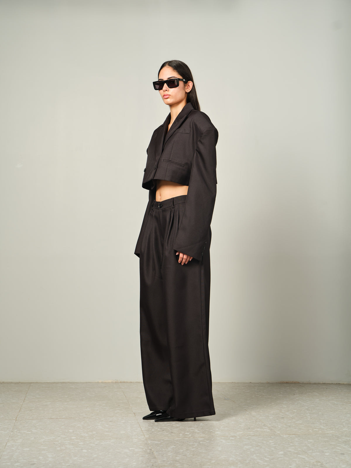 Structured Cropped Blazer Set