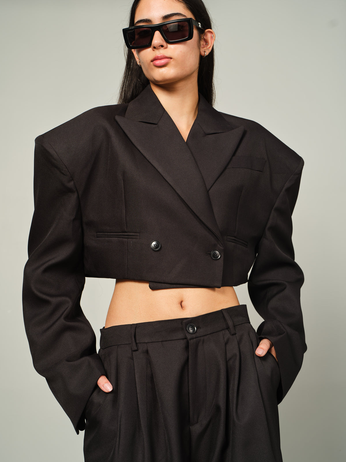 Structured Cropped Blazer Set