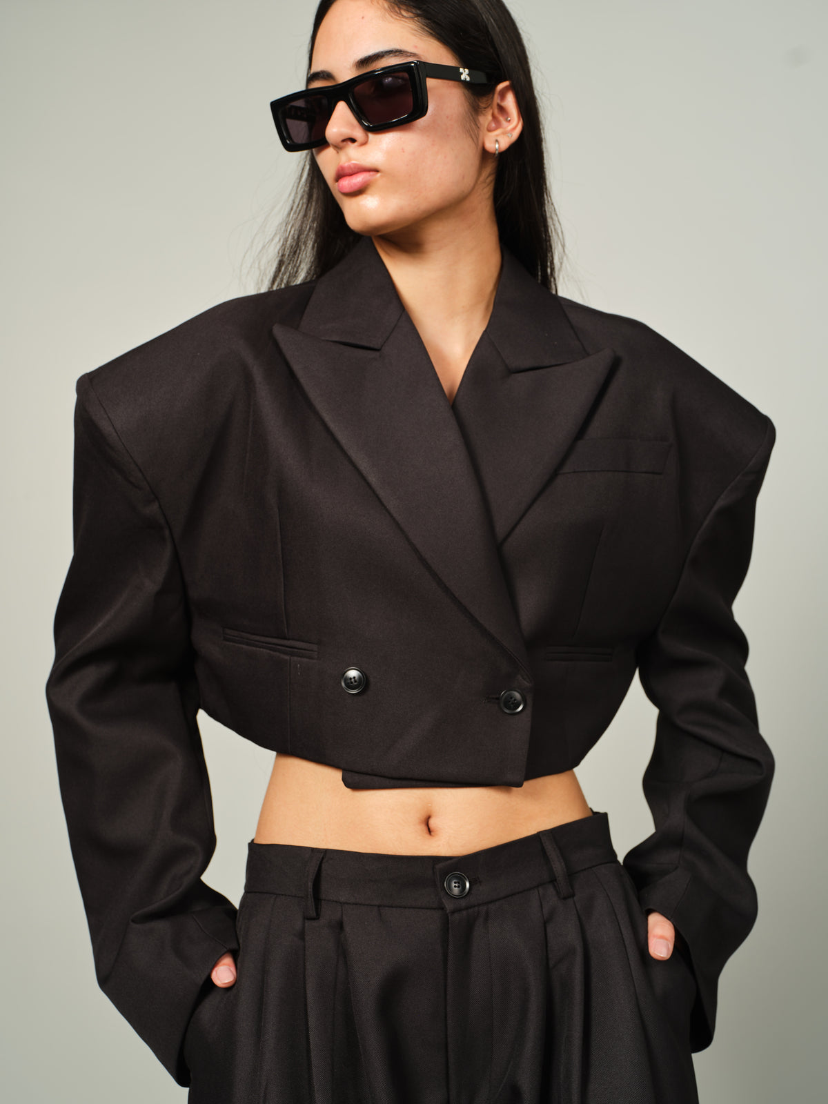 Structured Cropped Blazer Set