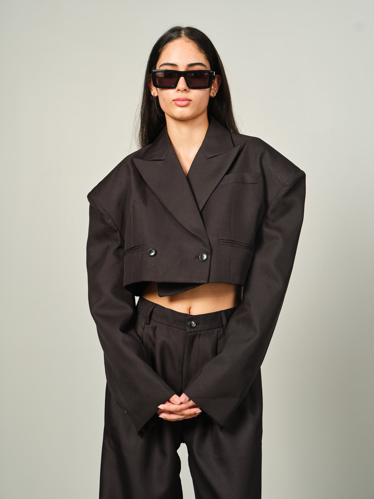 Structured Cropped Blazer Set
