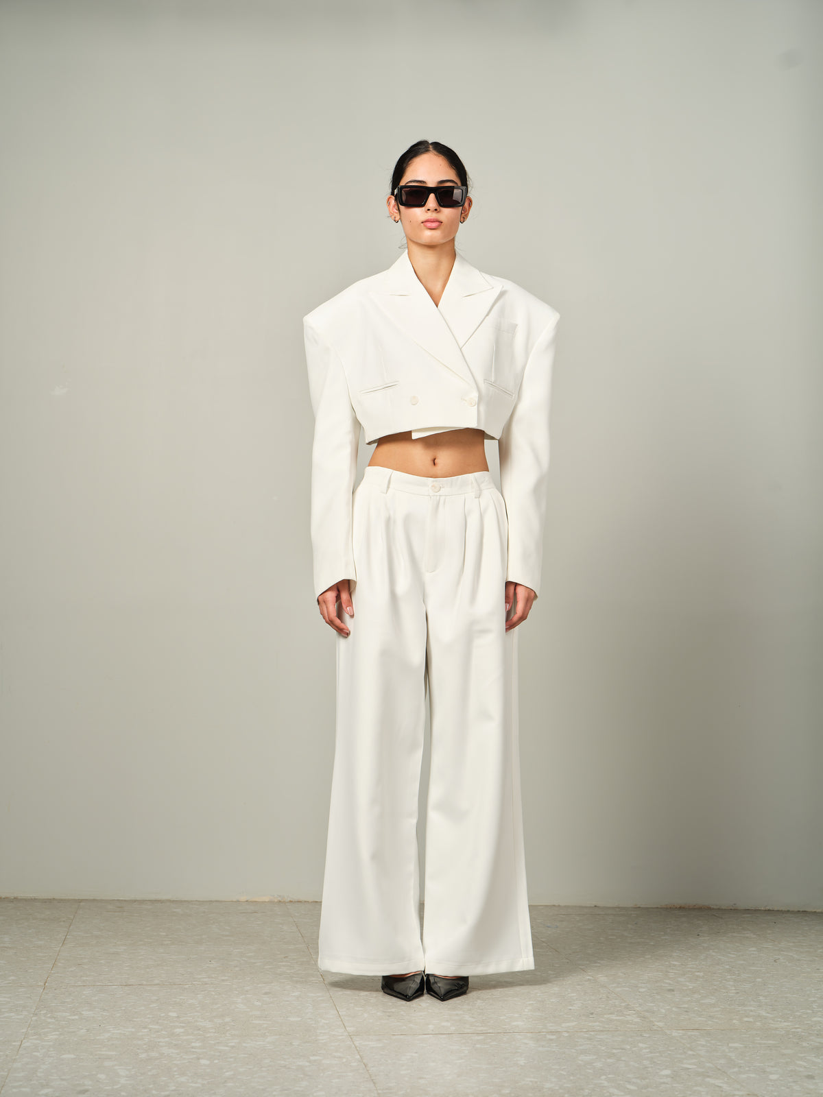 Structured Cropped Blazer Set