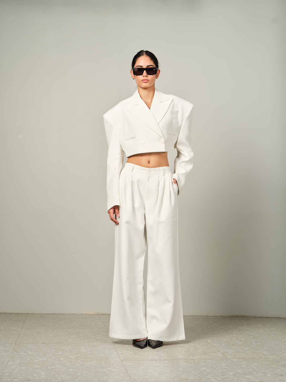 Structured Cropped Blazer Set