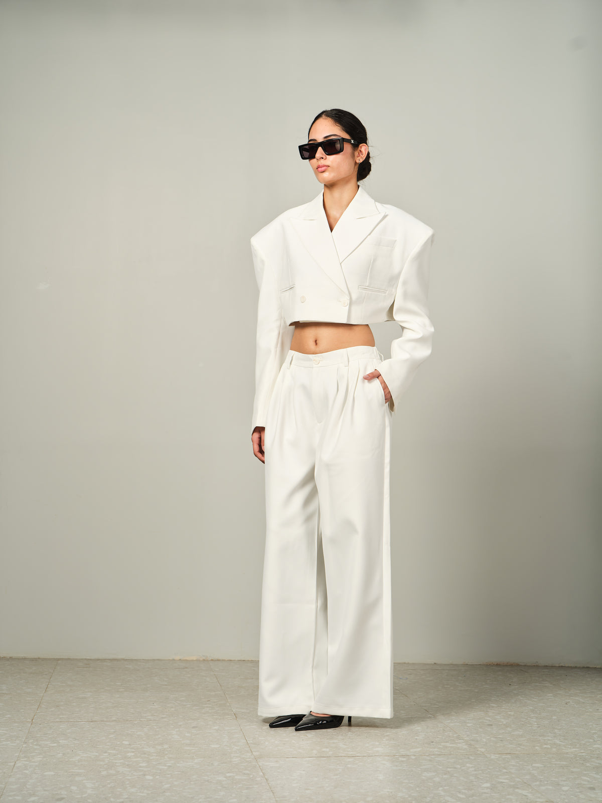 Structured Cropped Blazer Set