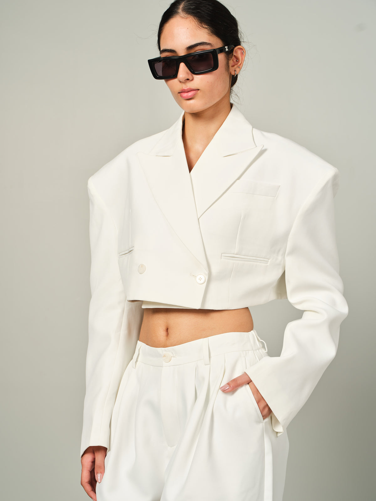 Structured Cropped Blazer Set