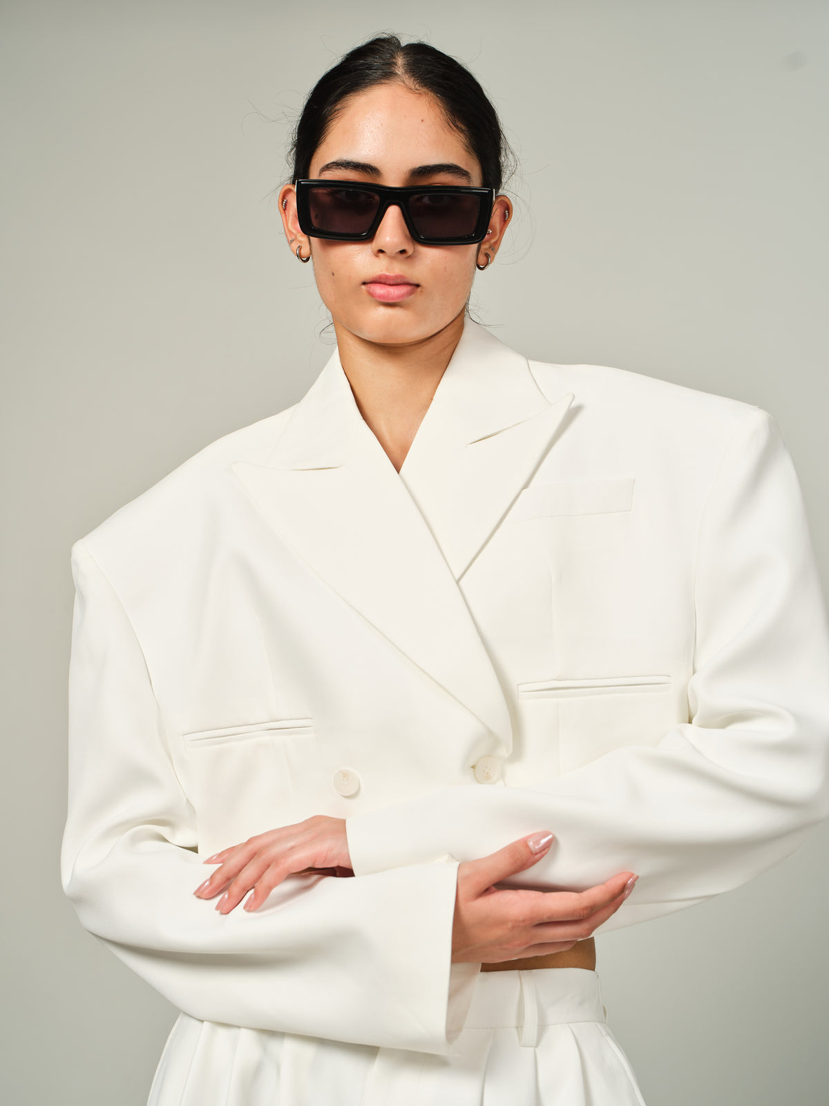 Structured Cropped Blazer Set