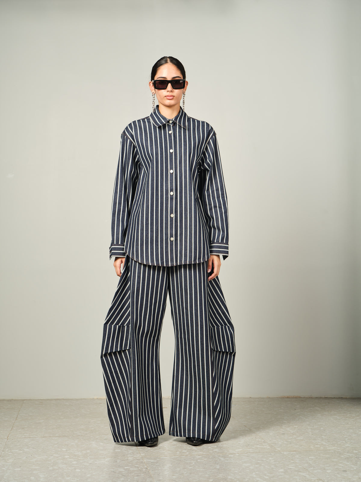 Bold Stripe Denim Set
