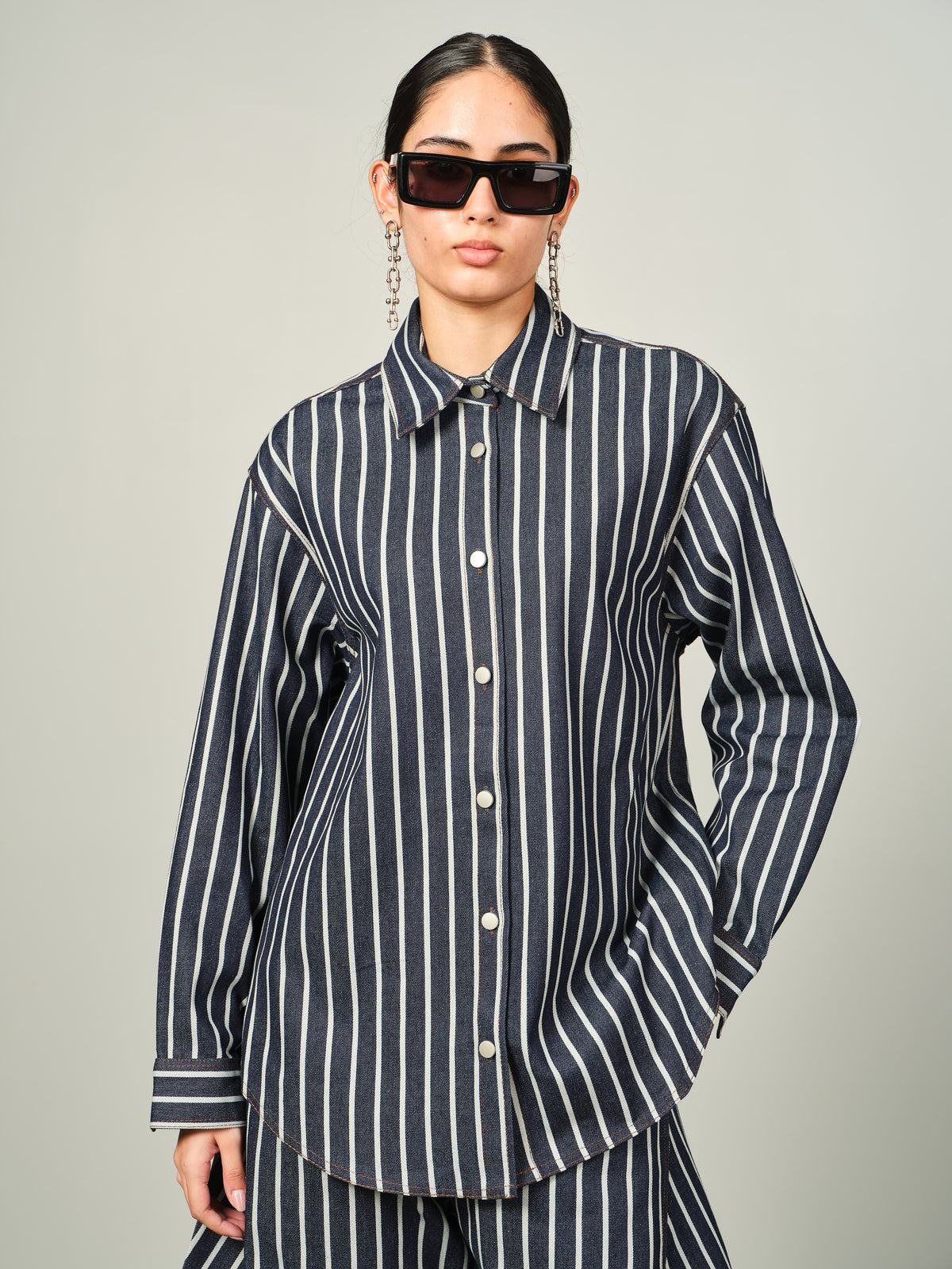 Bold Stripe Denim Set
