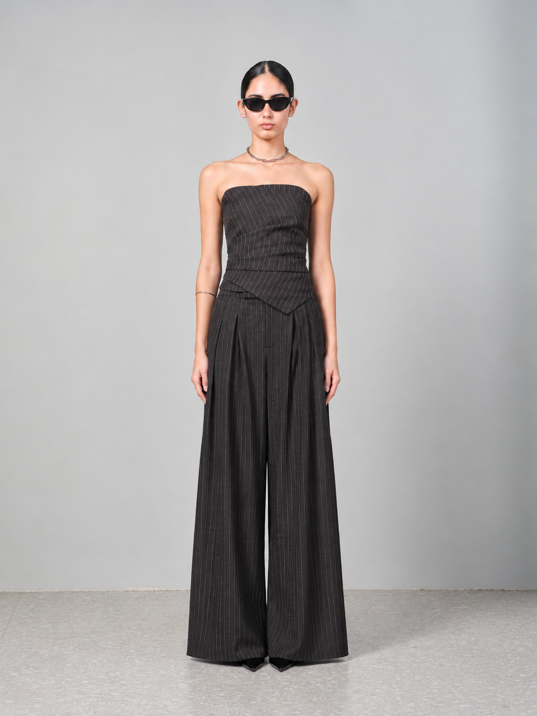 Pinstripe Asymmetric Set