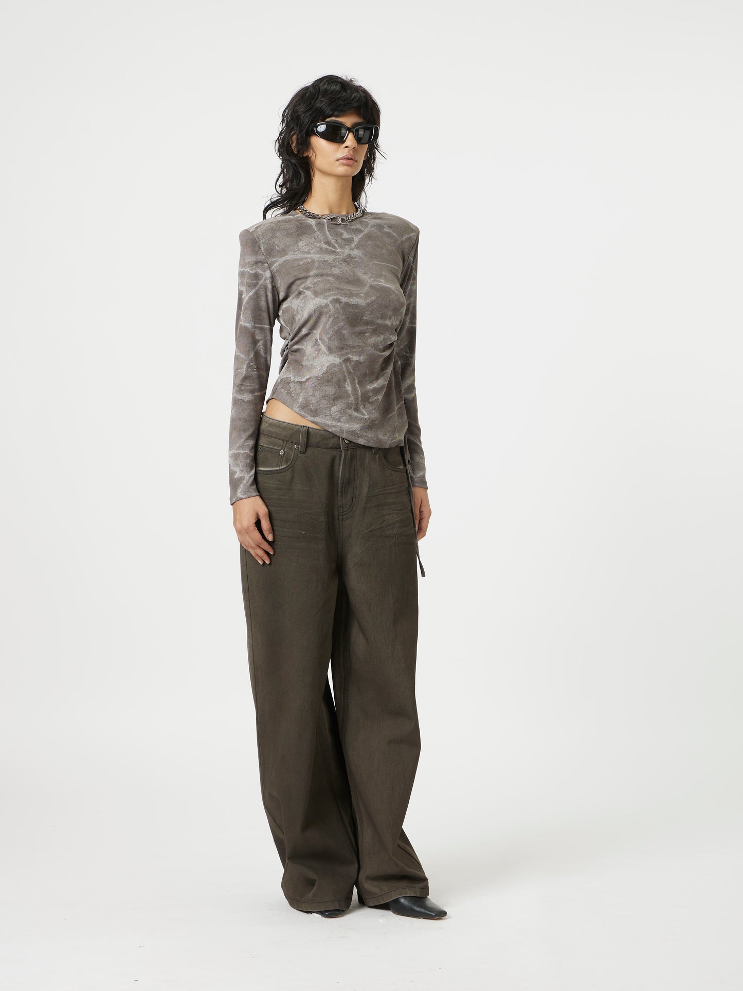 textured grey top