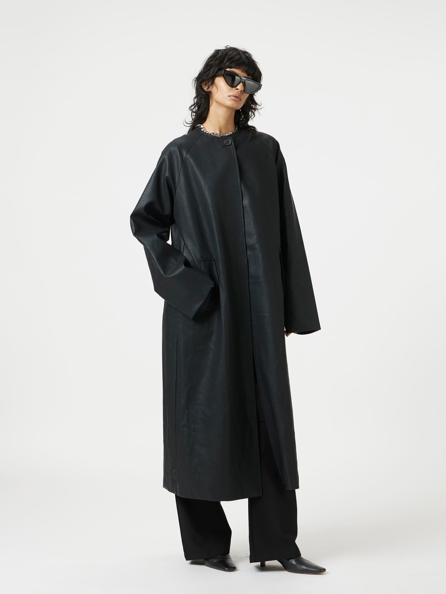 black city drape trench
