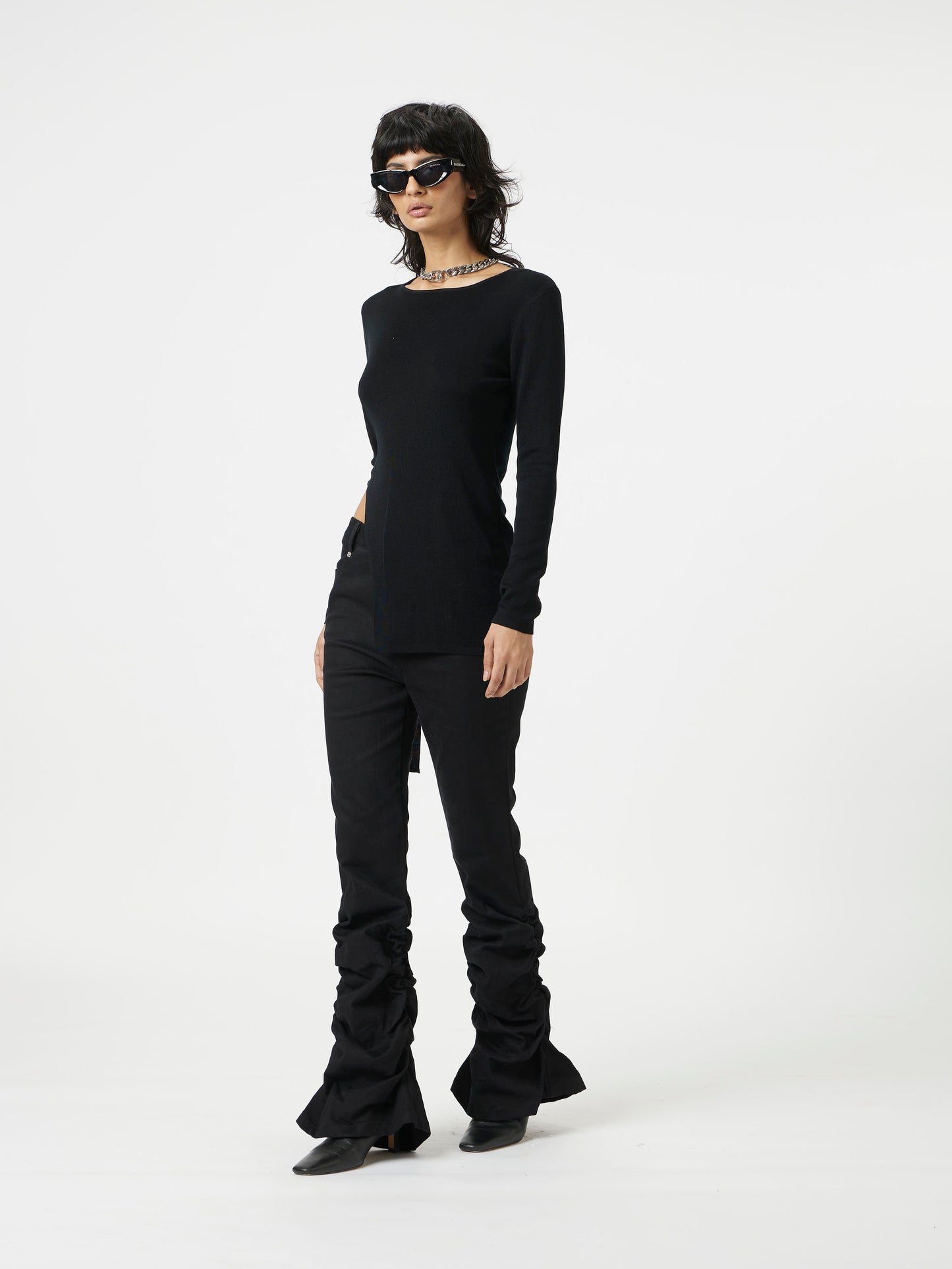 black ruched jeans
