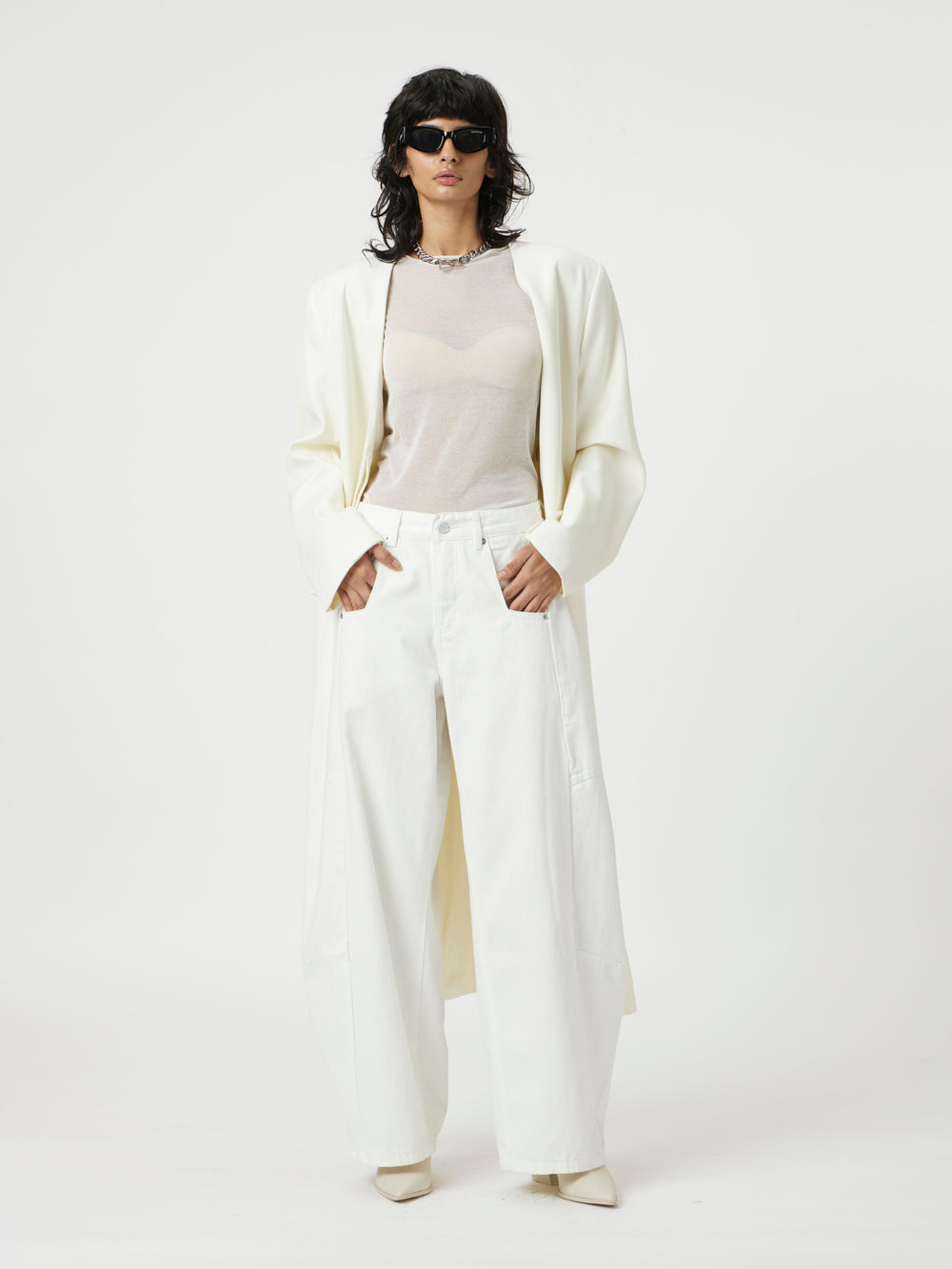 White Slant Pants