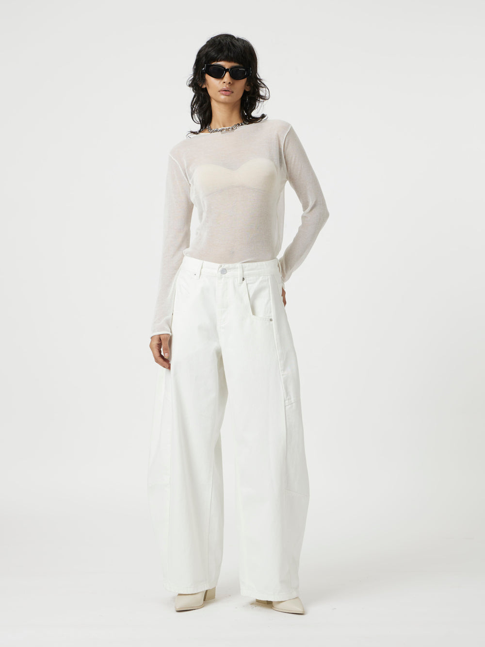 White Slant Pants