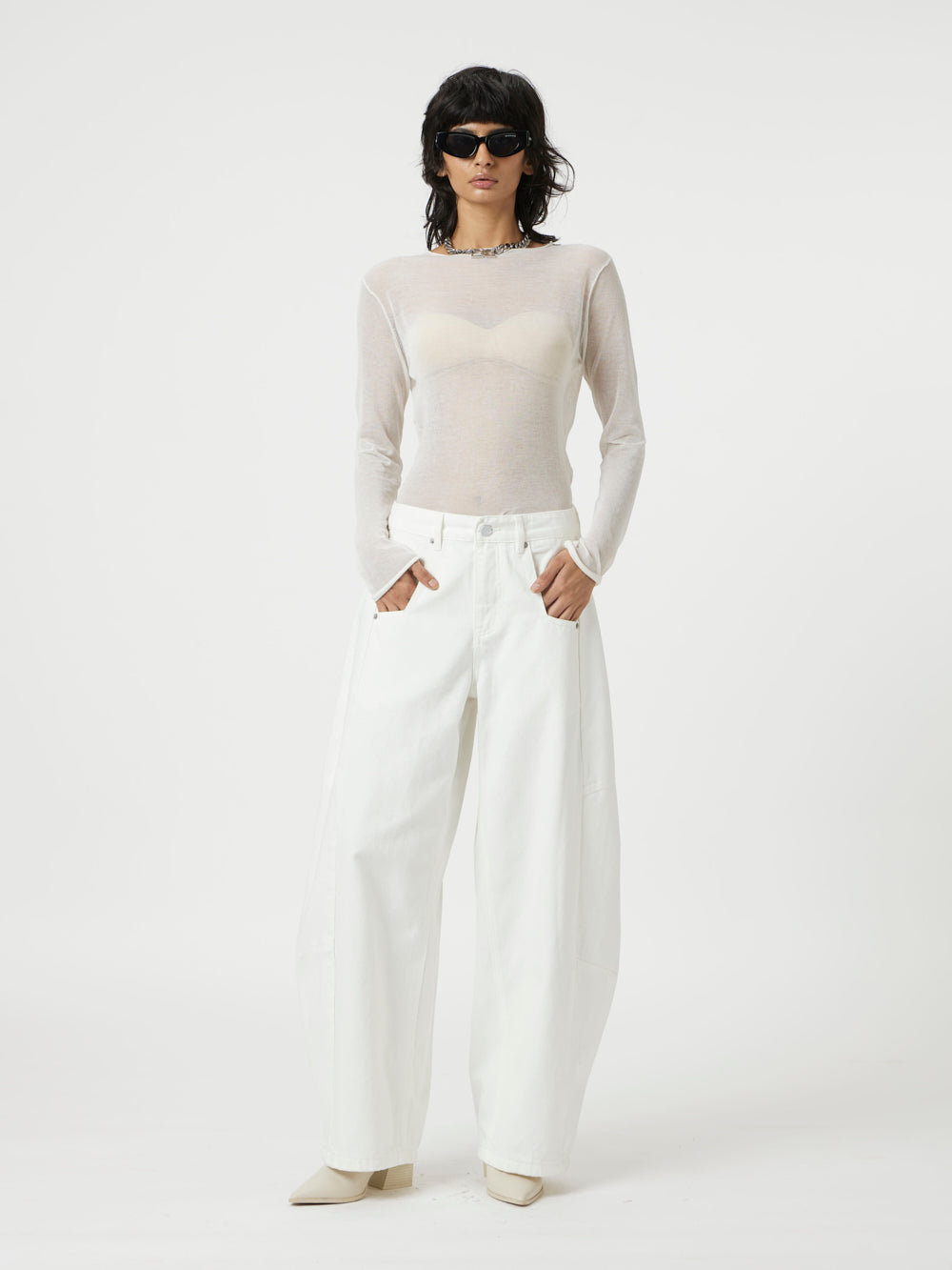 White Slant Pants