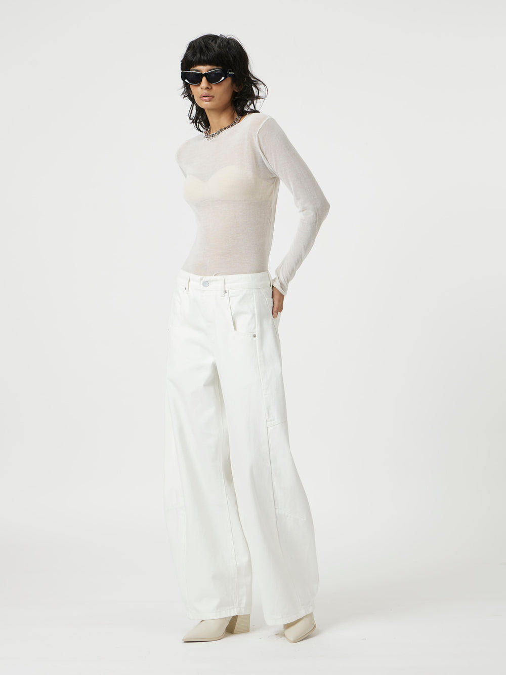 White Slant Pants