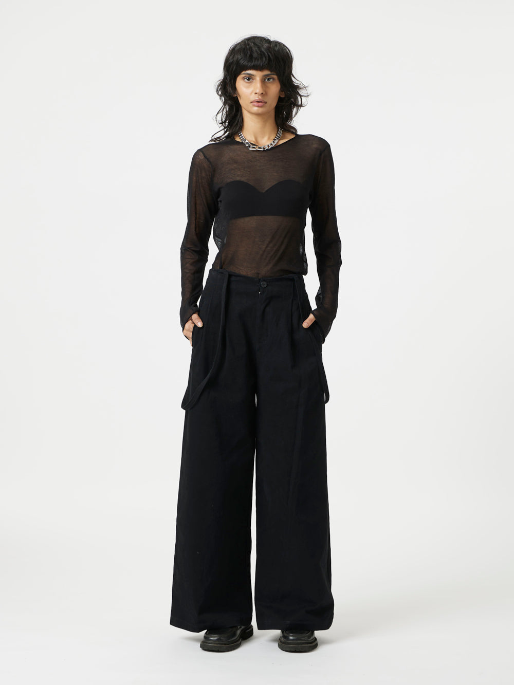 Black Strapped Pants