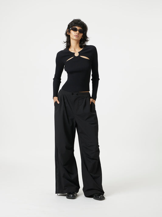 Black ruched pants