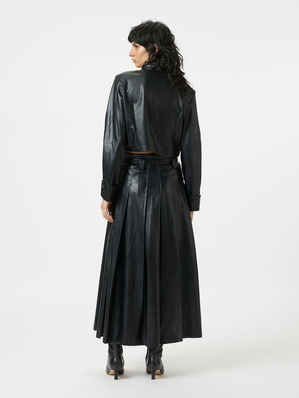 Pleated Leather Skirt