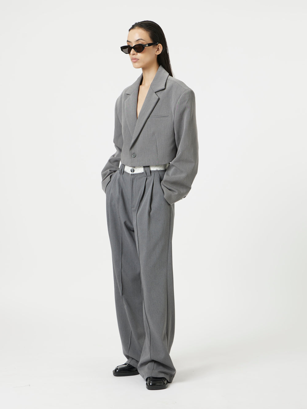 Grey Crop Blazer